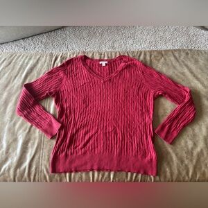 Merona cable knit sweater maroon v-neck 3/$15!!